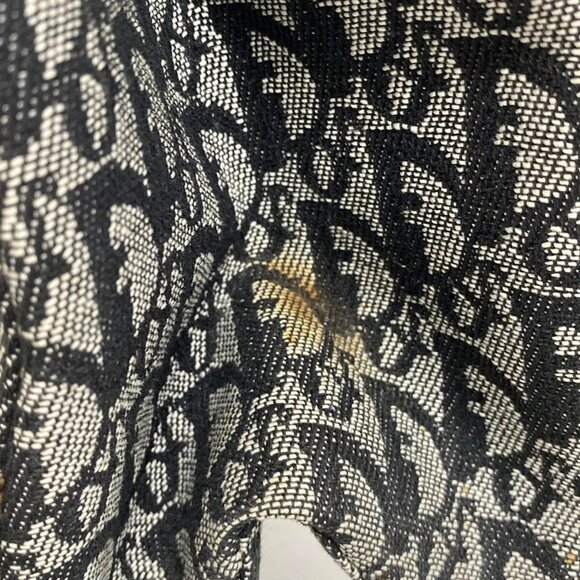 Auth DIOR/ChristianDior Trotteur - Dark Navy Cream Jacquard Leather Tote Bag - Picture 12 of 16